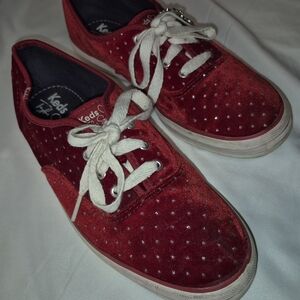 Keds Red Velvet Sneakers with White Laces Taylor Swift